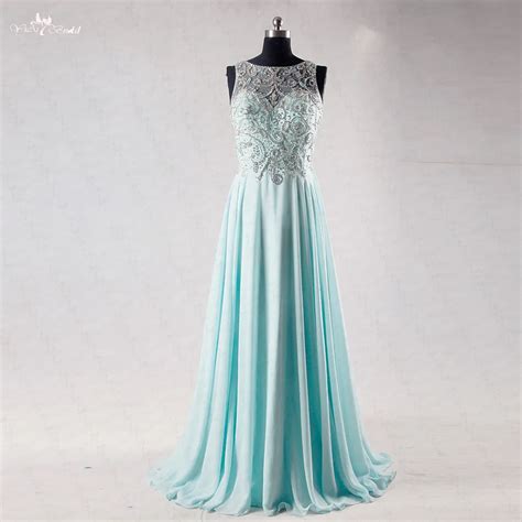 RSE729 Light Aqua Chiffon Evening Dress Crystal Dress-in Prom Dresses from Weddings & Events on ...