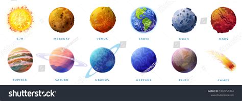 Planets Solar System Comet Isolated Cartoon Stock Vector (Royalty Free ...