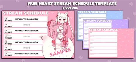 Kawaii Heart Vtuber Stream Schedule Template | Schedule template ...