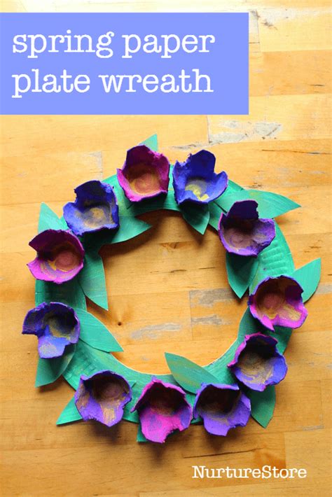 Paper plate spring wreath for preschool - NurtureStore
