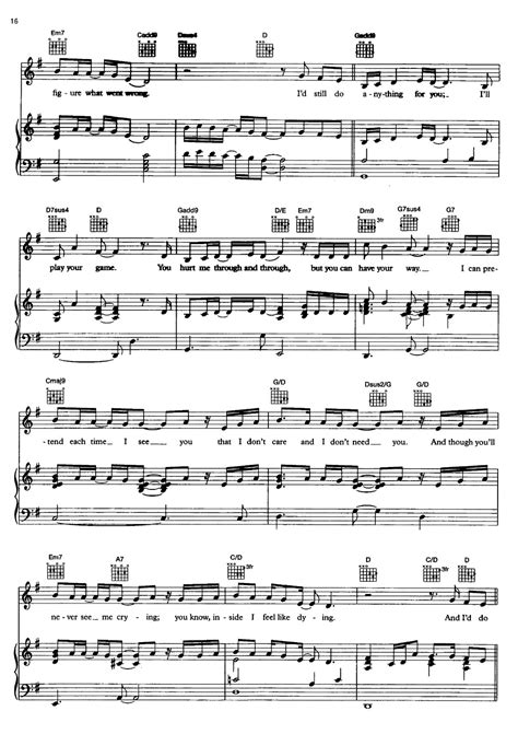 Partitura de Anything For You de Gloria Estefan para piano (Music score of "Anything For You ...