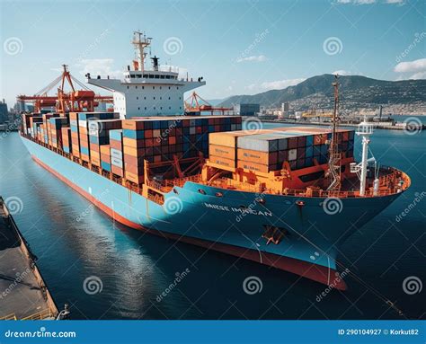 Aerial view of Cargo ship stock illustration. Illustration of loading ...