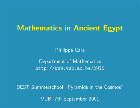 Mathematics in Ancient Egypt