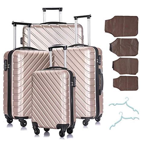 yotefe 4 piece luggage set with spinner wheels luggage carry on hardshell luggage sets suitcase ...