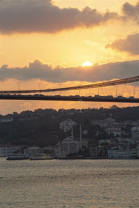 Istanbul Bosphorus Bridge at Sunset. 15 July Martyrs Bridge. Sunset ...