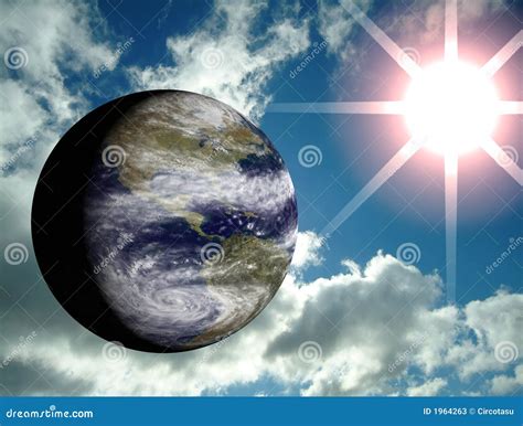 Earth With Sky And Sun Flare Stock Image - Image of entrance, button: 1964263