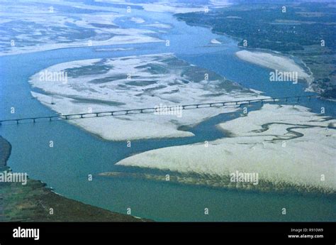 aerial view of river Brahmaputra and bridge, assam, india Stock Photo ...