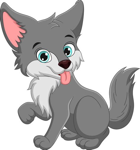 Cute wolf cartoon showing tongue 5112604 Vector Art at Vecteezy