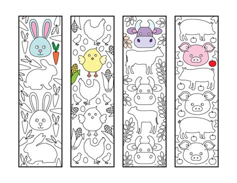 Cute Farm Animal Bookmarks - PDF Zentangle Coloring Page Easter ...