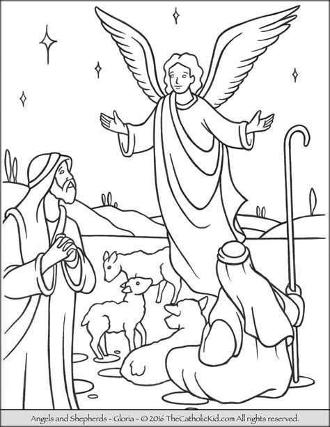 Angels Shepherds Gloria Coloring Page - TheCahtolicKid