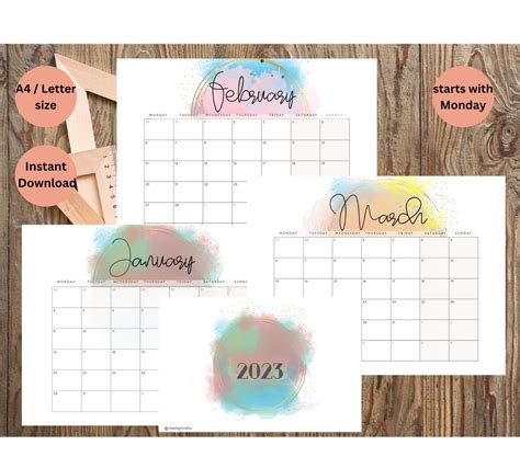 Printable Calendar Template - theDigiCrafts