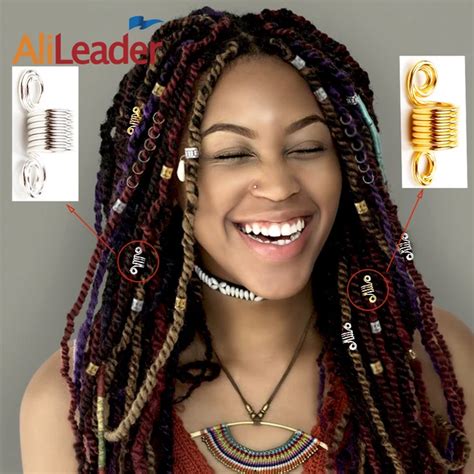 20PCS Dread Lock Dreadlocks Braiding Beads Silver Golden Metal Cuffs ...