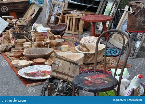 Flea Market With Wooden Items Stock Photography - Image: 32524702