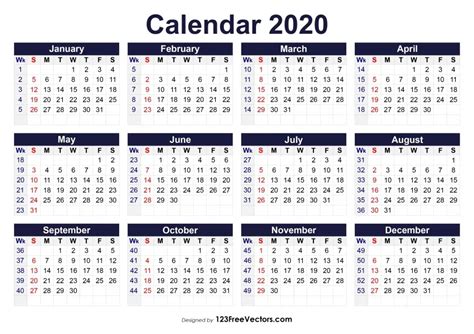 2020 Calendar With Week Numbers Printable Uk