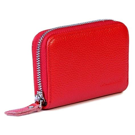 KALMORE - Women's Genuine Leather Credit Card Holder RFID Secure Spacious Cute Zipper Card ...