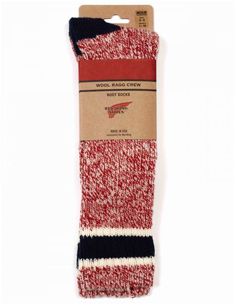 Red Wing 97331 Ragg Wool Stripe Socks - Red/Navy - Accessories from Fat Buddha Store UK