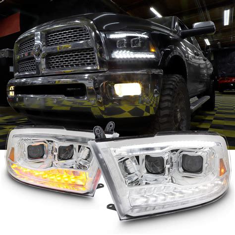 [Factory Upgrade] For 09-18 Dodge Ram 1500 2500 3500 Dual Projector LED DRL Headlights With ...