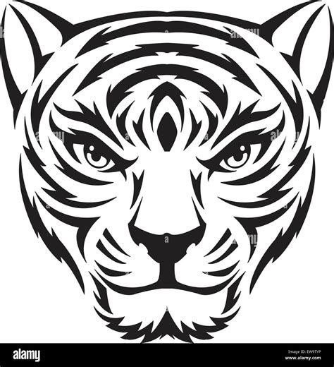 White Tiger Tattoo Stencil