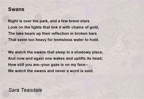 Swans - Swans Poem by Sara Teasdale