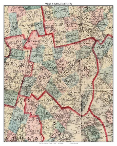 Waldo County Maine 1862 Old Map Custom Print Old Roads - Etsy | Custom map, Wall maps, Old map