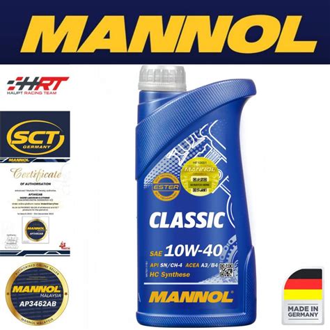 MANNOL Classic 10W40 MN7501 - 1L Fully Synthetic Engine Oil (HC) | Shopee Malaysia