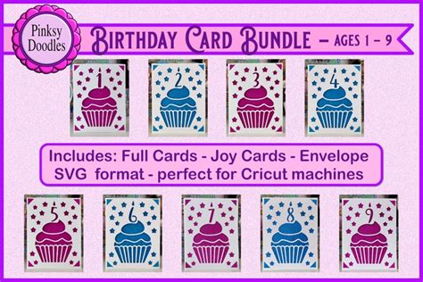 Paper cut birthday card bundle svg cut files and envelope