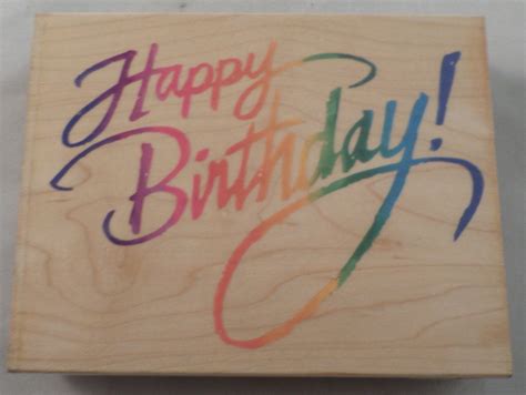 Stampendous Xl Happy Birthday Cursive Writing Quote Wood Mount Rubber Stamp | eBay