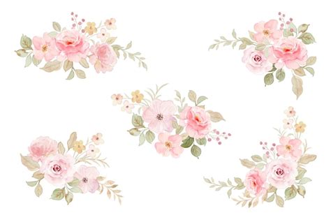 Free Vector | Watercolor soft pink flower arrangement collection