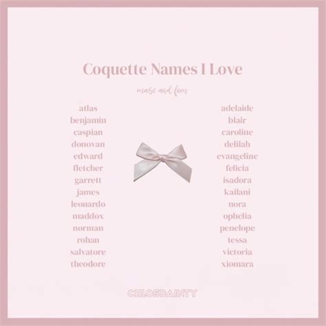 name ideas - coquette (made by me) | Scene writing prompts, Aesthetic names, Names