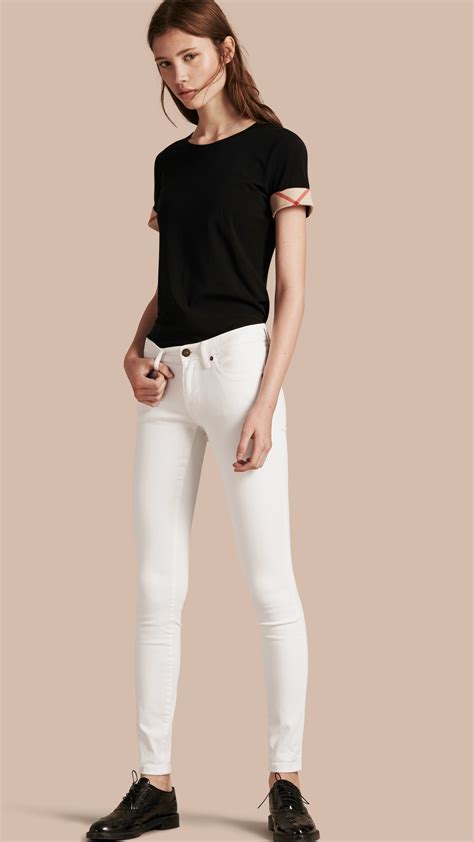 Lyst - Burberry Skinny Fit Low-rise White Jeans in White