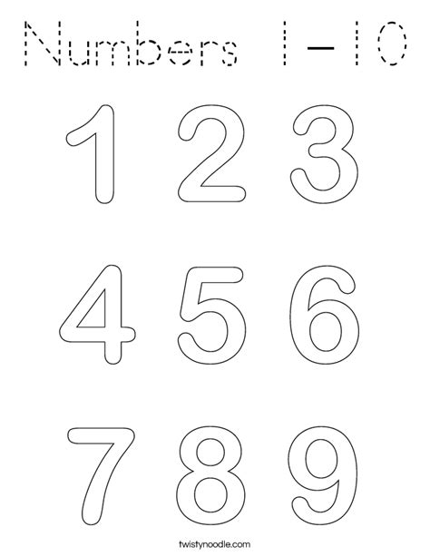 Numbers 1 To 10 Coloring Pages | Printable Templates Free