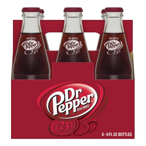 Dr Pepper, 8 Fl Oz Glass Bottles, 6 Pack | Ginger Ale | Quality Foods