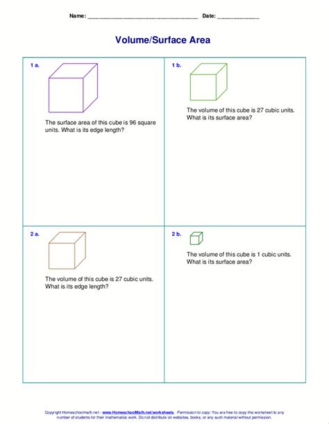 Volume And Surface Area Of A Cube