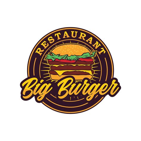 Vintage Retro burger Label Sticker Logo design vector 8671040 Vector ...