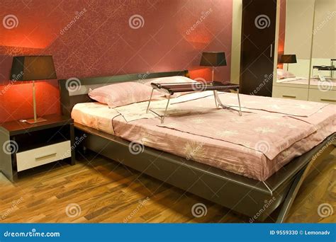 Interior of Modern Red Bedroom Stock Photo - Image of decor, luxury: 9559330