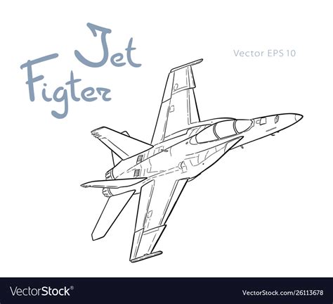 American jet fighter aircraft draw Royalty Free Vector Image