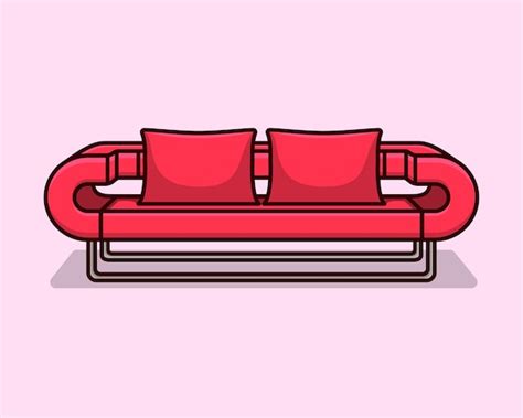 Premium Vector | Fashionable comfortable stylish red fabric sofa with gray legs on red ...