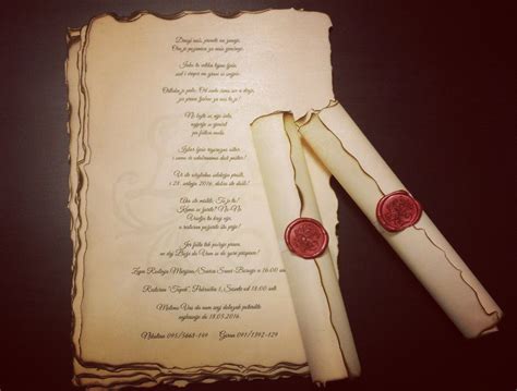 Vintage Wedding Scroll Invitation Handmade with Wax Seal