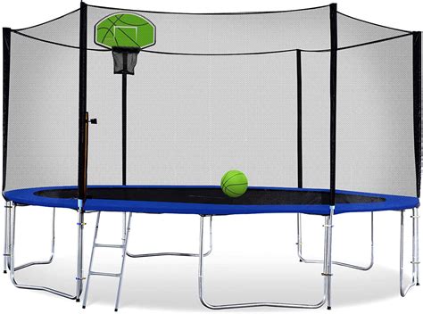 Exacme Backyard Trampoline with Basketball Hoop and Outer Enclosure, High Weight Limit, 6180-T13 ...