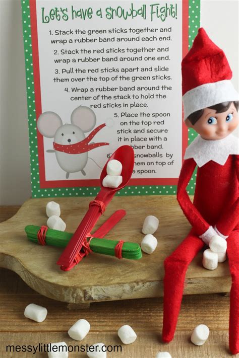 Marshmallow catapult - elf on the shelf printable - Messy Little Monster