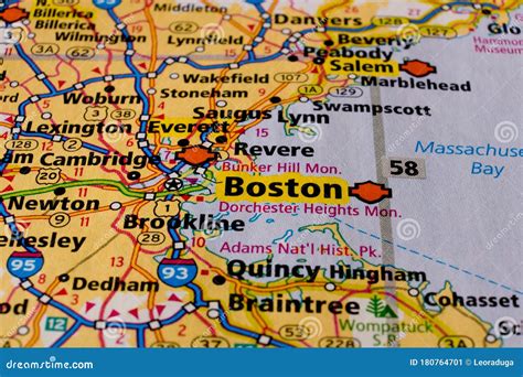 Boston City on Usa Travel Map. Stock Image - Image of national, explore ...