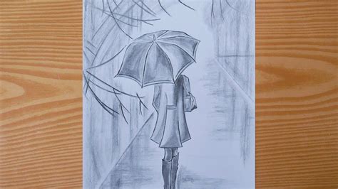 Rain And Umbrella Drawing