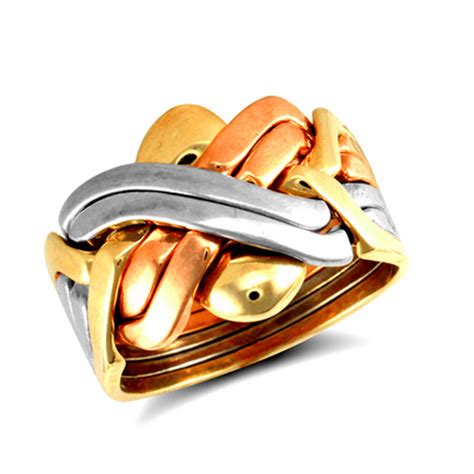 9ct Multi Colour Gold 6 Piece Puzzle Ring - Jewellery from Hillier ...