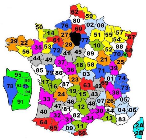 Carte département français, tous les département cartographié