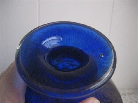 Vintage Dale Tiffany Art Glass Vase Handblown Aventurine Flecked Cobalt ...