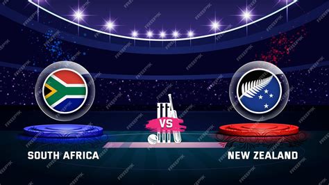 Premium Vector | South africa vs new zealand cricket championship match ...