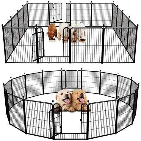 FXW Dog Playpen Outdoor, 8/16/24/32 Panels Dog Pen Indoor 32" Height x 27" Width Dog Fence ...