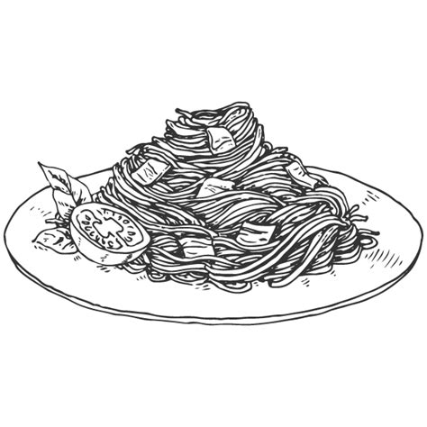 Spaghetti Pasta Clipart Coloring Pages Food Outline Drawing Clipartmag | Images and Photos finder