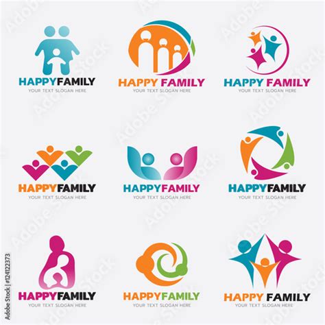 "Happy Family logo vector illustration set design" Stock image and ...