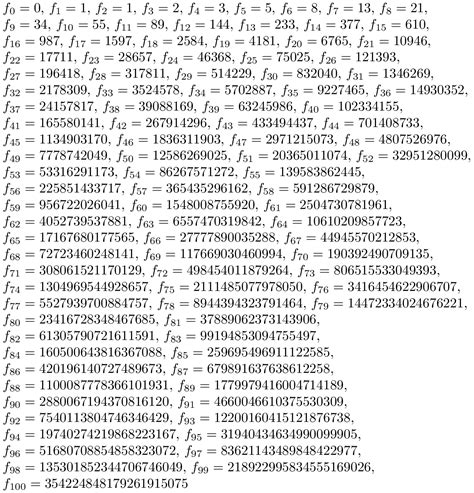 Fibonacci Sequence All Numbers